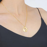 925 Silver 18k Africa Map Necklace Dainty Hollow Pendant