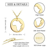 925 Silver 18k Africa Map Necklace Dainty Hollow Pendant