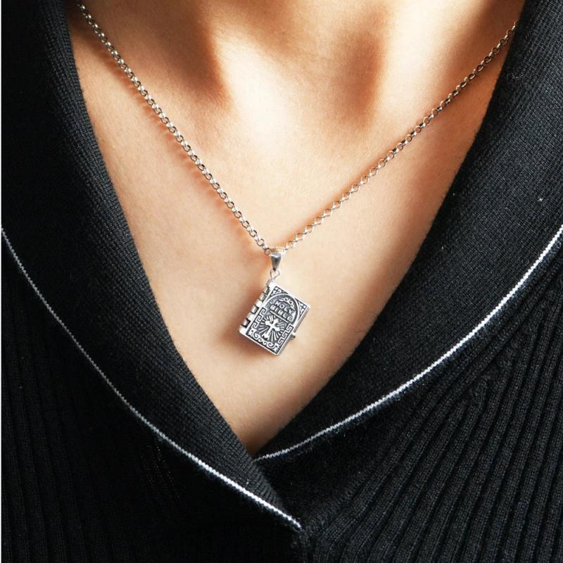 925 Silver Lord's Prayer Bible Pendant Necklace
