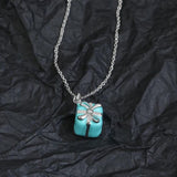 925 Silver Woman Box Necklace Light Jewelry