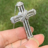 925 Silver Cross Pendant Cubic Zirconia Necklace For Lover