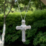 925 Silver Cross Pendant Cubic Zirconia Necklace For Lover