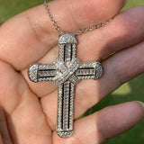 925 Silver Cross Pendant Cubic Zirconia Necklace For Lover