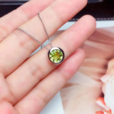925 Silver Peridot Gemstone Pendant Women Necklace Fine Jewelry