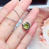 925 Silver Peridot Gemstone Pendant Women Necklace Fine Jewelry