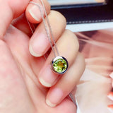 925 Silver Peridot Gemstone Pendant Women Necklace Fine Jewelry