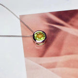 925 Silver Peridot Gemstone Pendant Women Necklace Fine Jewelry