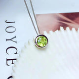 925 Silver Peridot Gemstone Pendant Women Necklace Fine Jewelry