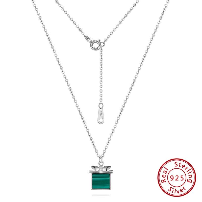 925 Silver Malachite Pendant Necklace for Women