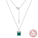 925 Silver Malachite Pendant Necklace for Women