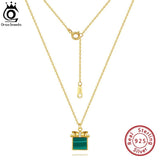 925 Silver Malachite Pendant Necklace for Women