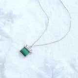 925 Silver Malachite Pendant Necklace for Women