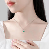 925 Silver Malachite Pendant Necklace for Women