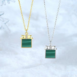 925 Silver Malachite Pendant Necklace for Women