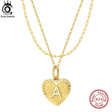 Sterling Silver Heart Necklace with Initial Layered Design