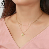 Sterling Silver Heart Necklace with Initial Layered Design
