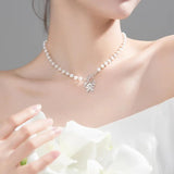 925 Silver Baroque Pearl Butterfly Pendant Necklace
