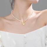 925 Silver Baroque Pearl Butterfly Pendant Necklace