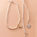 925 Silver Baroque Pearl Butterfly Pendant Necklace