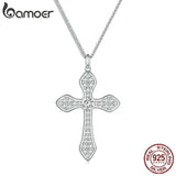 925 Silver CZ Cross Pendant Necklace for Women Girls