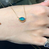 925 Silver Opal Necklace Quiet Forest Olive Pendant