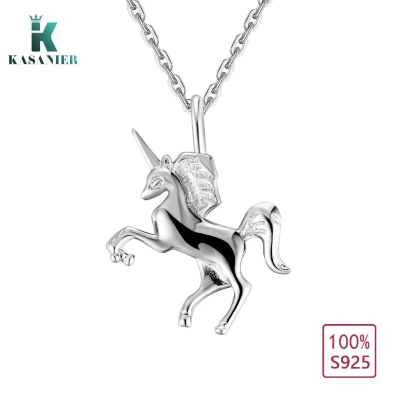 925 Silver Unicorn Pendant Necklace Bohemia Style Jewelry