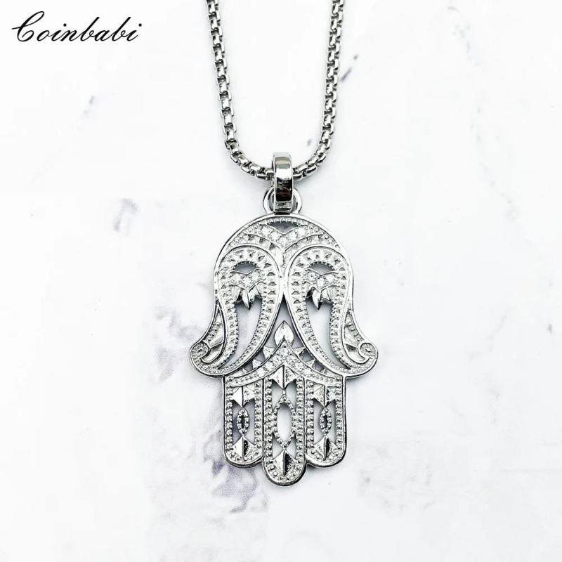 Hand of Fatima 925 Sterling Silver Pendant Necklace