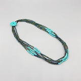 4mm Turquoise Necklace Peacock Glass Beads Stone Button Clasp