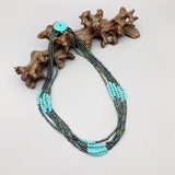 4mm Turquoise Necklace Peacock Glass Beads Stone Button Clasp