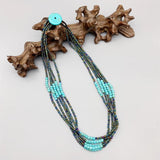 4mm Turquoise Necklace Peacock Glass Beads Stone Button Clasp