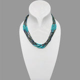 4mm Turquoise Necklace Peacock Glass Beads Stone Button Clasp