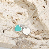 Double Heart Enamel Necklace S925 Sterling Silver Classic Womens Jewelry