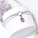 Amethyst Hexagonal Column Necklace Natural Crystal Pendant Multi-layer