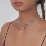 Amethyst Hexagonal Column Necklace Natural Crystal Pendant Multi-layer