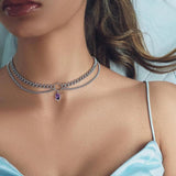Amethyst Hexagonal Column Necklace Natural Crystal Pendant Multi-layer
