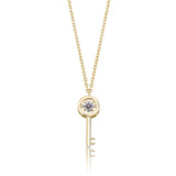 925 Silver Key Pendant Iced Zircon Necklace Women's Jewelry Gift