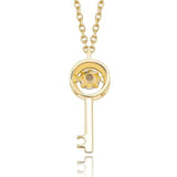 925 Silver Key Pendant Iced Zircon Necklace Women's Jewelry Gift