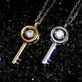 925 Silver Key Pendant Iced Zircon Necklace Women's Jewelry Gift