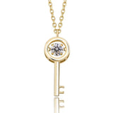 925 Silver Key Pendant Iced Zircon Necklace Women's Jewelry Gift