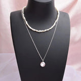 Baroque Pearl 925 Silver Choker Necklace Layer Pendant