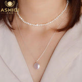 Baroque Pearl 925 Silver Choker Necklace Layer Pendant
