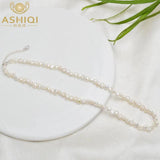 Baroque Pearl 925 Silver Choker Necklace Layer Pendant