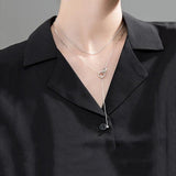 925 Sterling Silver Round Bead Sweater Necklace Double Chain