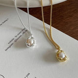 925 Silver Bears Pearl Necklace Pendant Charm Small Chain