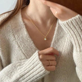 925 Silver Bears Pearl Necklace Pendant Charm Small Chain