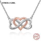 Infinity Heart Love Necklace 925 Sterling Silver Pendant Chain for Women