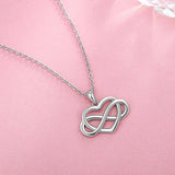 Infinity Heart Love Necklace 925 Sterling Silver Pendant Chain for Women