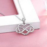 Infinity Heart Love Necklace 925 Sterling Silver Pendant Chain for Women
