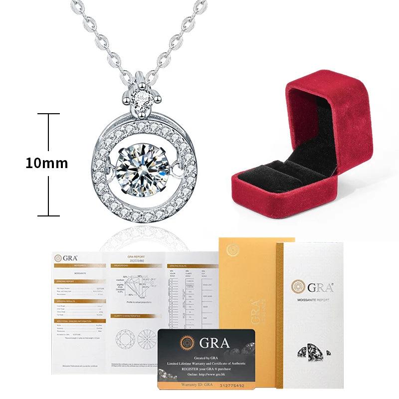 Swing Moissanite Diamond Pendant 925 Sterling Silver Necklace for Women