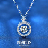 Swing Moissanite Diamond Pendant 925 Sterling Silver Necklace for Women